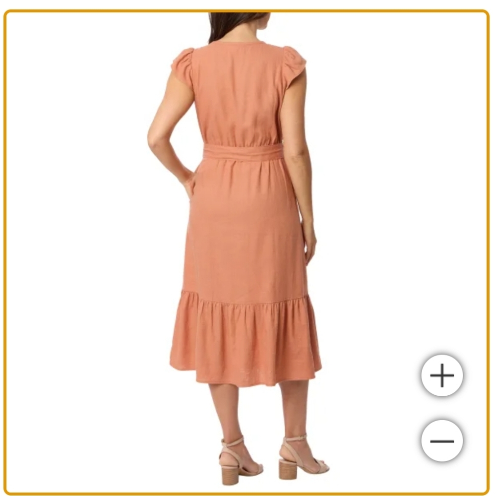 (6)Briggs Women's Linen Blend Tiered Dress - Picture 2 of 3